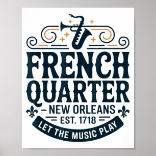Bourbon Street Franska kvarteren New Orleans Mardi Poster