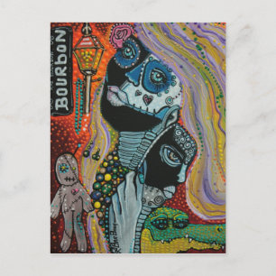 Bourbon Street Mardi Gras Art Vykort