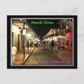 Bourbon Street Mardi Gras, New Orleans, LA postcar Vykort