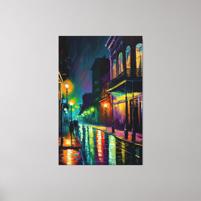 Bourbon Street, New Orleans, Fransk Quarter Canvastryck (Framsida)