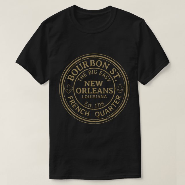 Bourbon Street New Orleans Fransk Quarter Distress T Shirt (Design framsida)