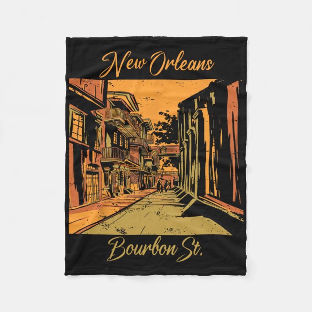 Bourbon Street New Orleans Souvenir Louisiana Mard Fleecefilt (Framsidan)