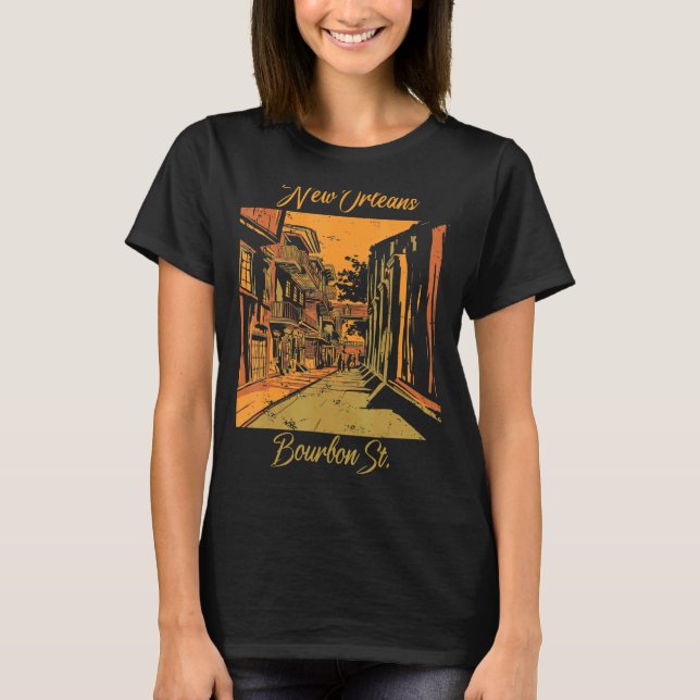 Bourbon Street New Orleans Souvenir Louisiana Mard T Shirt (Framsida)