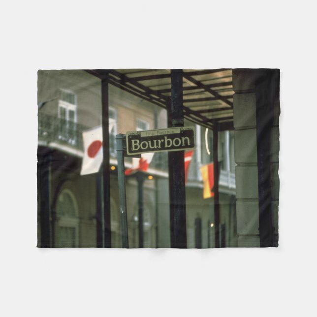 Bourbon Street Sign in New Orleans Fleecefilt (Framsidan (Horisontell))