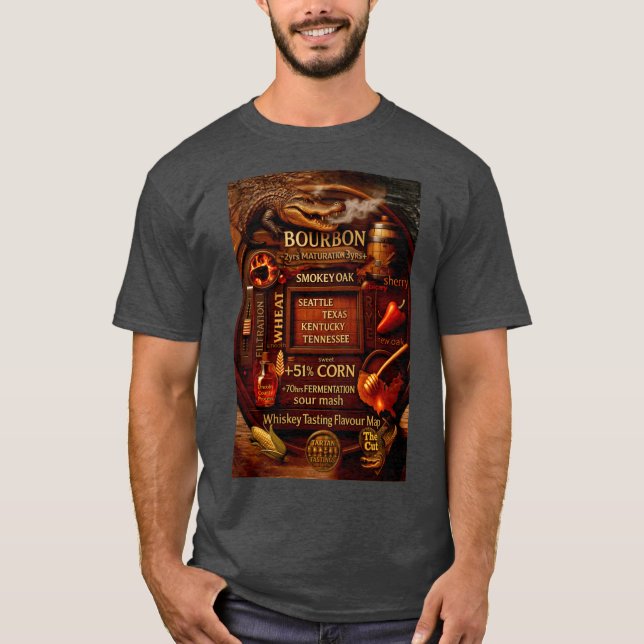 Bourbon Tasting Flavor Karta T Shirt (Framsida)