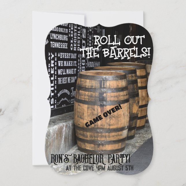 BOURBON WHISKEY BACHELOR PARTY INVITATIONS INBJUDNINGAR (Framsida)