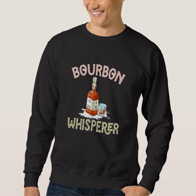 Bourbon Whisperer Graphic Flaska of Whisky with Gl Lång Ärmad Tröja (Framsida)