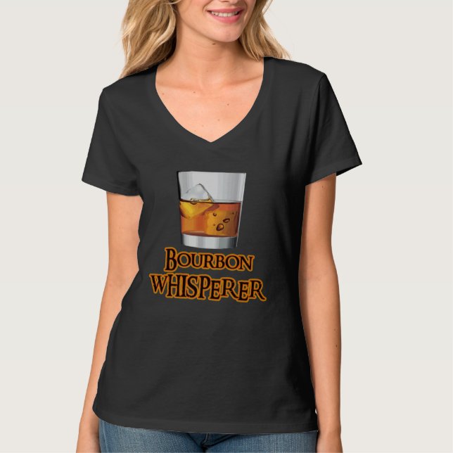 Bourbon Whisperer   Whiskey Themed  Drinking T Shirt (Framsida)