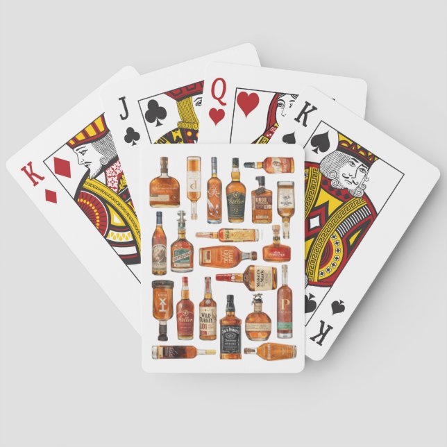 Bourbonflaska Vattenfärg Kortlek (Baksidan)