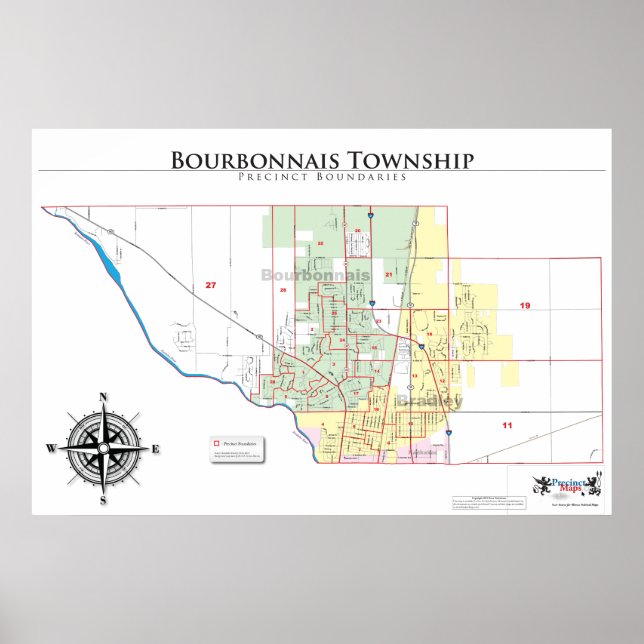 Bourbonnais Township Precinct Karta Poster (Framsidan)