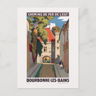 Bourbonne-les-Bains Vintage affisch 1930 Vykort