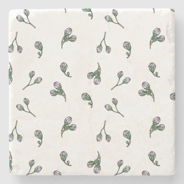 Bourgeon de Fleur - Rose et vert - Motif floral Stenunderlägg (Framsidan)