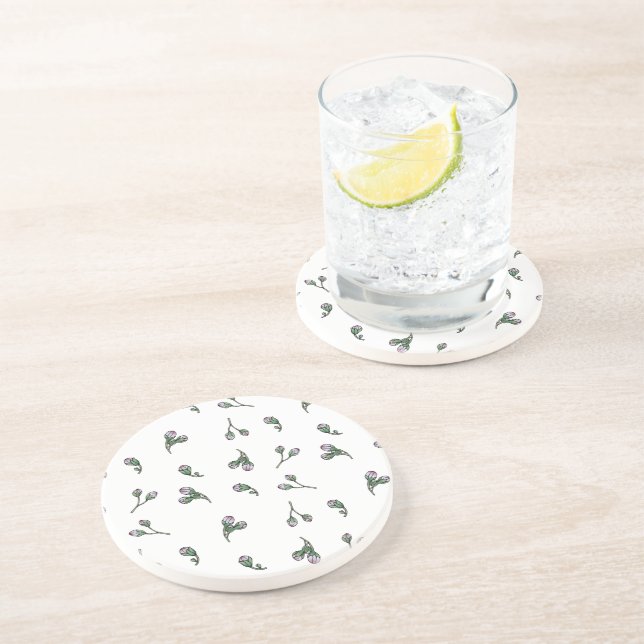 Bourgeon de Fleur - Rose et vert - Motif floral Underlägg (Sidan)