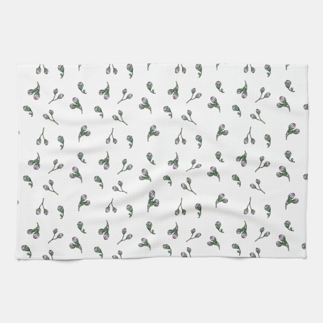 Bourgeons de fleurs rose, motif à l'aquarelle kökshandduk (Horisontell)