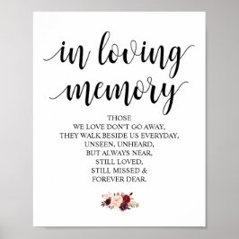 Bourgogne blommig minnestavla för älskade poster