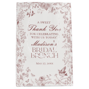 Bourgogne Blommig Toile De Jouy Bröllopsbrunch Gåv