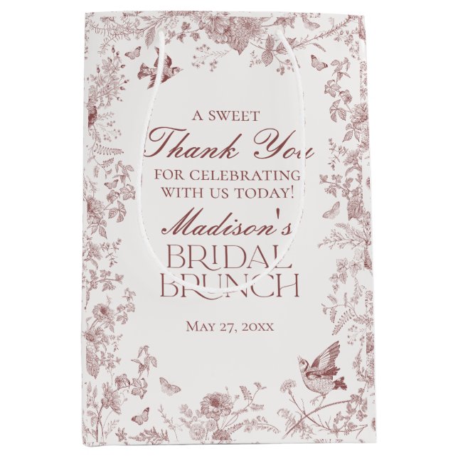 Bourgogne Blommig Toile De Jouy Bröllopsbrunch Gåv (Framsidan)
