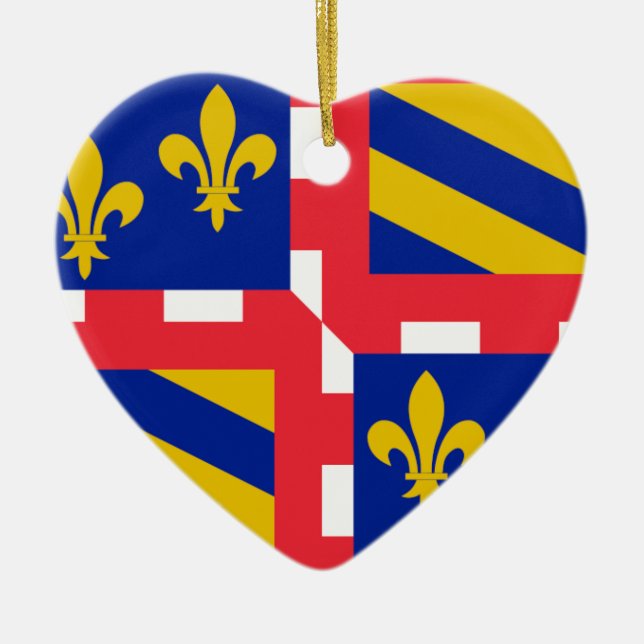 Bourgogne (frankrike) flagga julgransprydnad keramik (Framsidan)