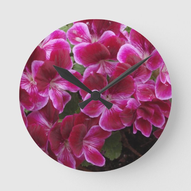Bourgogne Geranium Rund Klocka (Framsida)