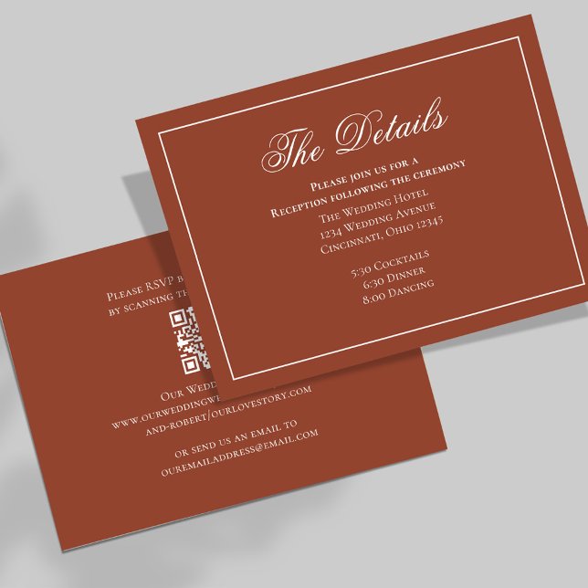 Bourgogne Kalligrafi Eleganta Bröllopsdetaljer Tilläggskort (Elegant burgundy wine wedding details card. )