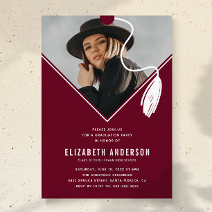 Bourgogne Tassel Hatt Fotografi Examenfest Inbjudningar