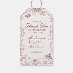 Bourgogne Toile De Jouy Blommiga Bröllopsbrunchpre Presentetikett