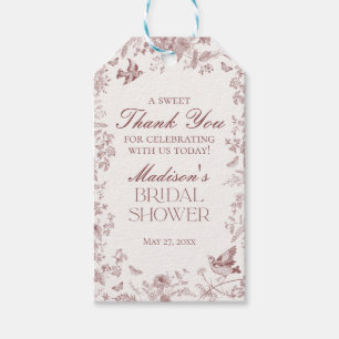 Bourgogne Toile De Jouy Blommiga Bröllopsdagsprese Presentetikett