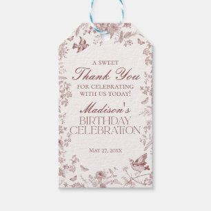 Bourgogne Toile De Jouy Blommiga Födelsedagspresen Presentetikett