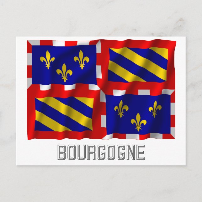 Bourgogne viftande flagga med namn vykort (Framsida)