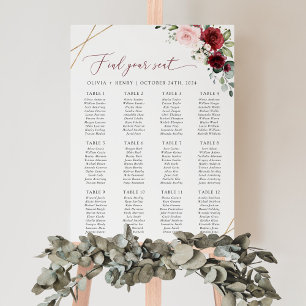 Bourgogneblommor, Rosa blommor, Placeringsplan Poster