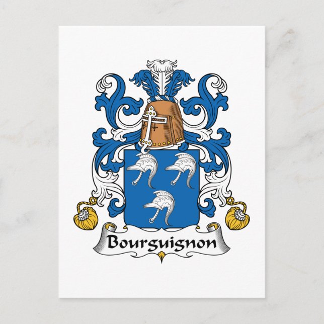 Bourguignon Family Crest Vykort (Framsida)
