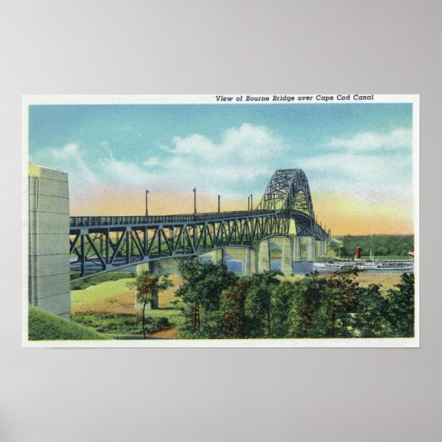 Bourne Bridge över Cape Canal View Poster (Framsidan)
