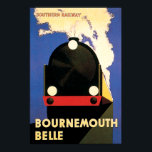 Bournemouth Belle Art Deco Poster<br><div class="desc">Ett klassiskt konsthände poster utformningen av eran. Bournemouth Belle var springa vid södra järnvägen i början av 1931. En återställd reproduktion.</div>