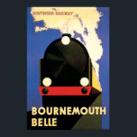Bournemouth Belle Art Deco Poster<br><div class="desc">Ett klassiskt konsthände poster utformningen av eran. Bournemouth Belle var springa vid södra järnvägen i början av 1931. En återställd reproduktion.</div>