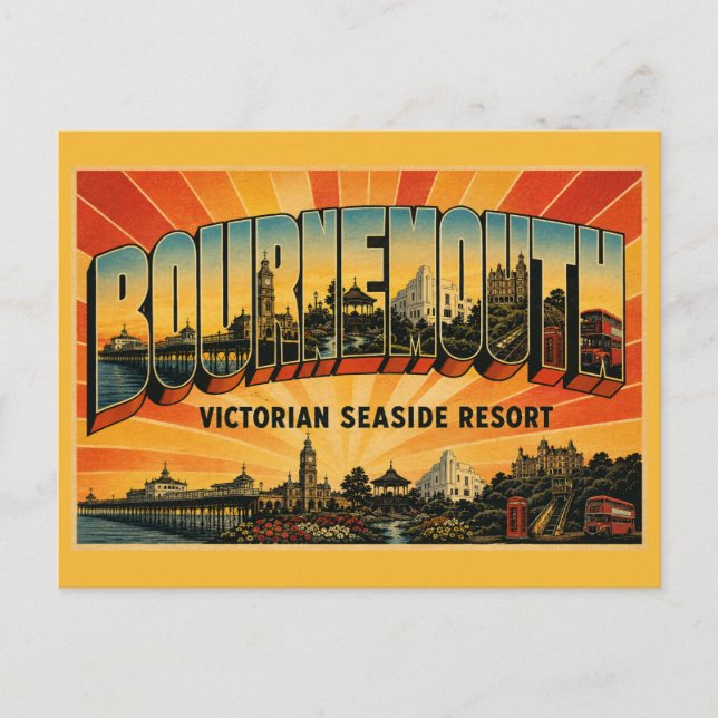 Bournemouth England viktoriansk badort Vykort (Framsida)