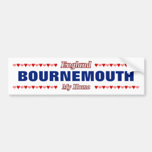BOURNEMOUTH - Mitt hem - England. Röd- och Rosa-h Bildekal