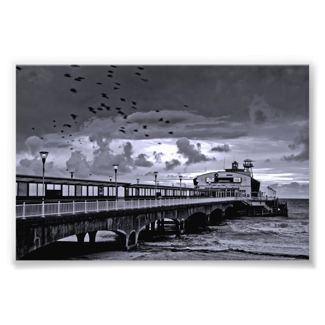 Bournemouth Pier och Beach Dorset England Fototryck (Framsidan)