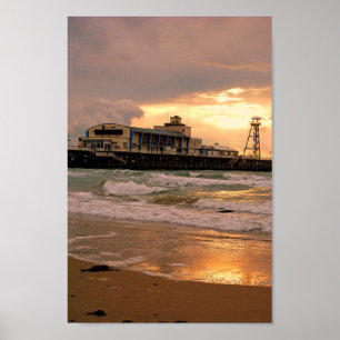Bournemouth Pier och Beach Dorset England Poster