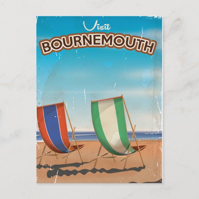 Bournemouth vintage resor poster vykort (Framsida)