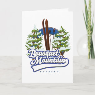 Bousquet Mountain Massachusetts Ski logotyp Helgkort