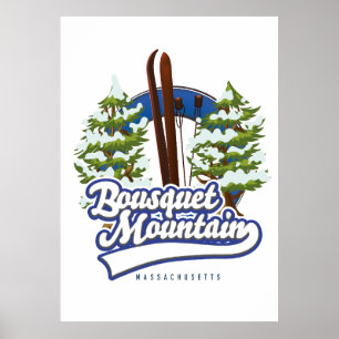 Bousquet Mountain Massachusetts Ski logotyp Poster