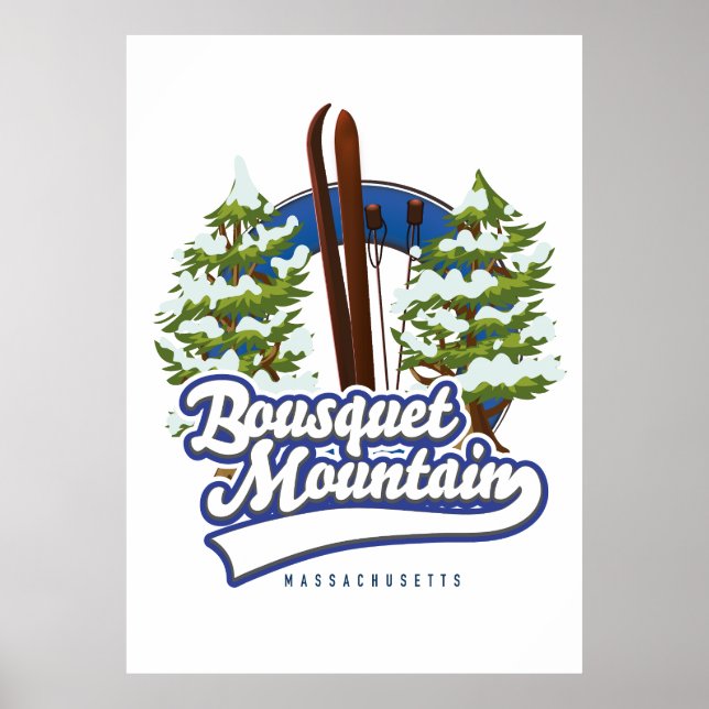 Bousquet Mountain Massachusetts Ski logotyp Poster (Framsidan)