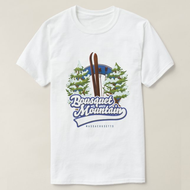 Bousquet Mountain Massachusetts Ski logotyp T Shirt (Design framsida)