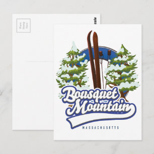 Bousquet Mountain Massachusetts Ski logotyp Vykort