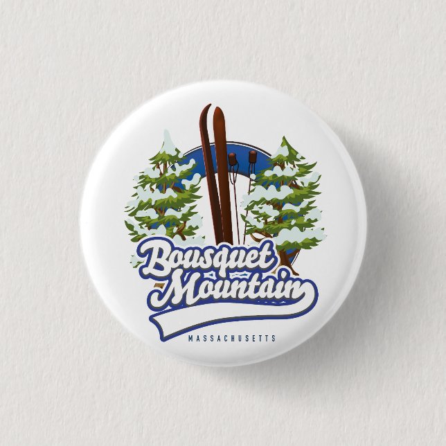 Bousquet Mountain Massachusetts skid logotyp  Knapp (Framsida)
