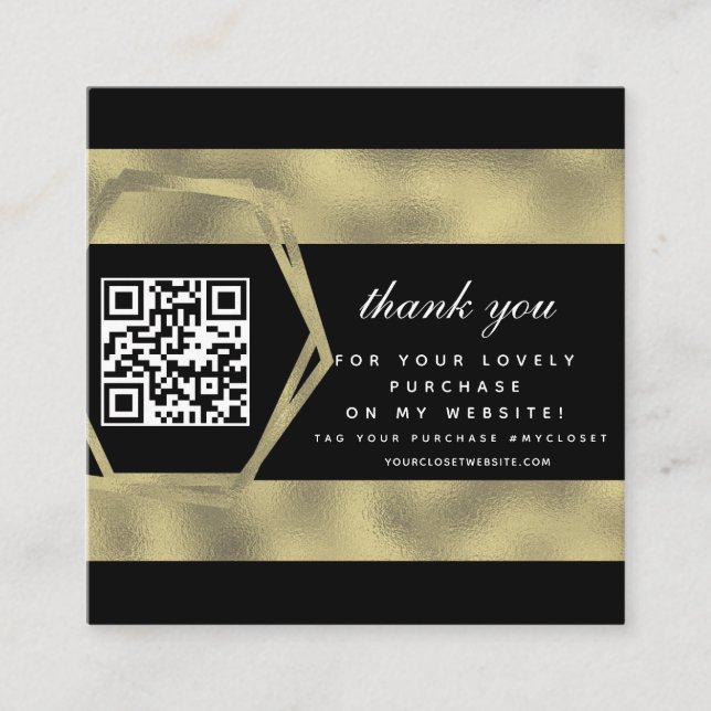 Boutique Beauty Business Tack Guld QR Fyrkantigt Visitkort (Framsida)