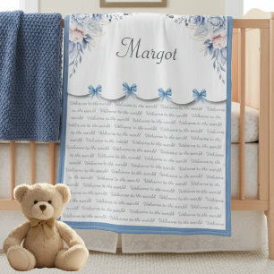 Boutique Blå Babyflicka Anpassad Barnkammare Fleecefilt