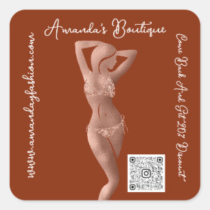 Boutique Butik Lingeire QrCode Logotyp Kroppsbrun  Fyrkantigt Klistermärke