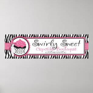 Boutique Chic Anpassningsbar Banner_Swirly Sweet Poster