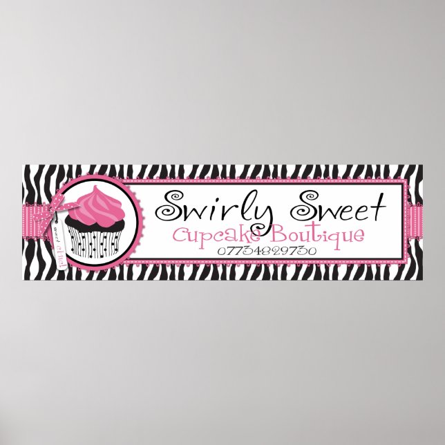 Boutique Chic Anpassningsbar Banner_Swirly Sweet Poster (Framsidan)
